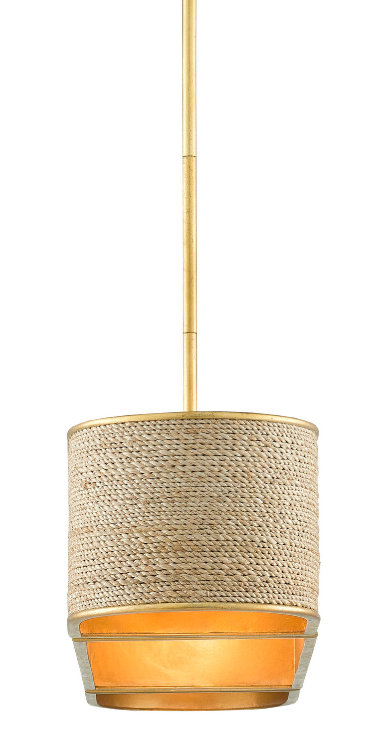 Currey and Company 9000-0820 Four Light Chandelier, Contemporary Gold Leaf/Abaca Rope