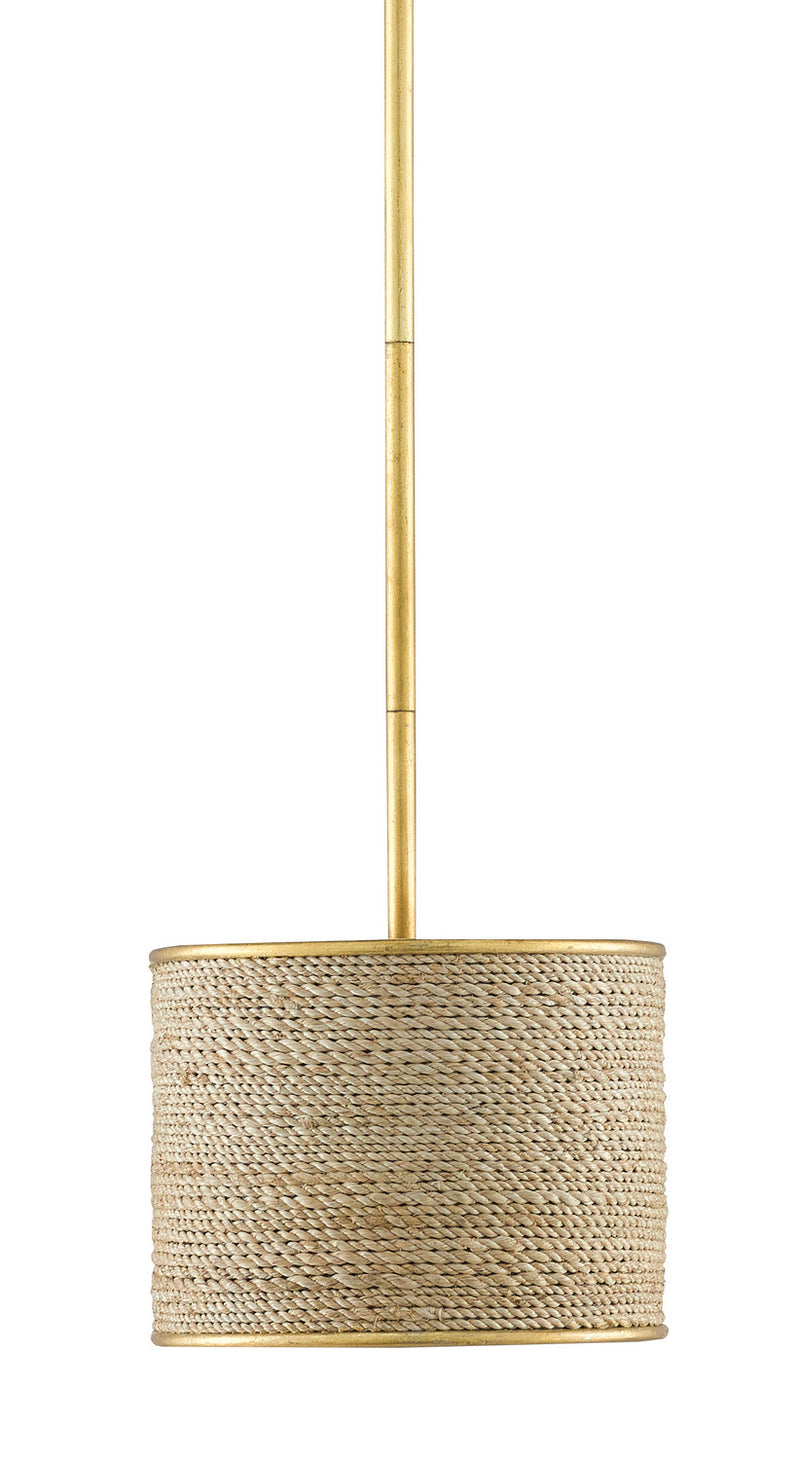 Currey and Company 9000-0820 Four Light Chandelier, Contemporary Gold Leaf/Abaca Rope