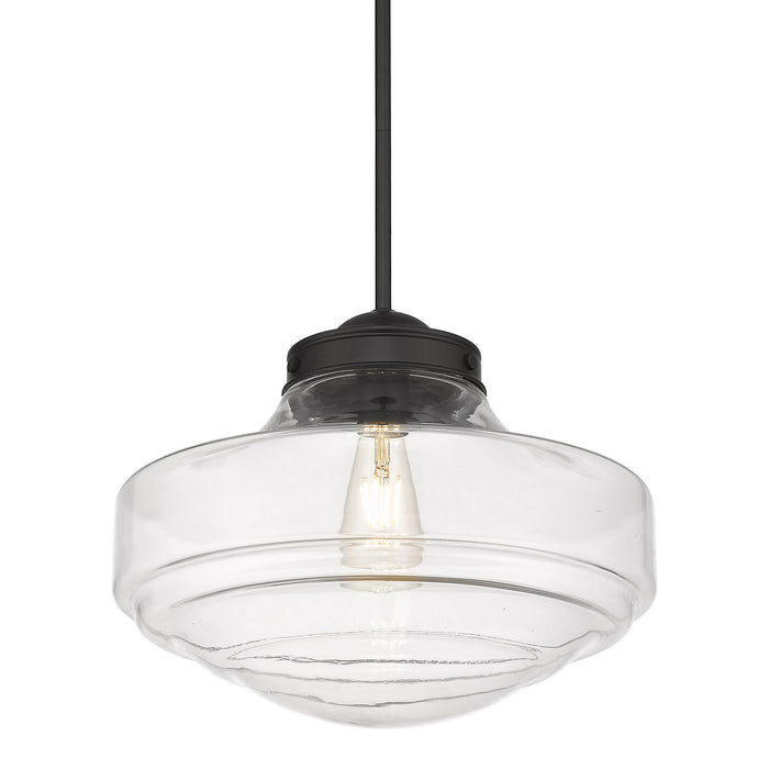 Golden 0508-L BLK-CLR One Light Pendant, Matte Black