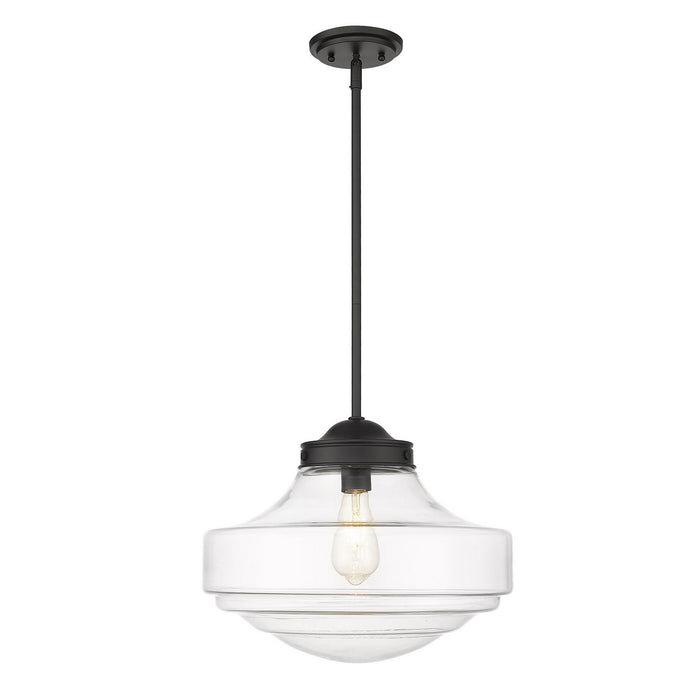 Golden 0508-L BLK-CLR One Light Pendant, Matte Black