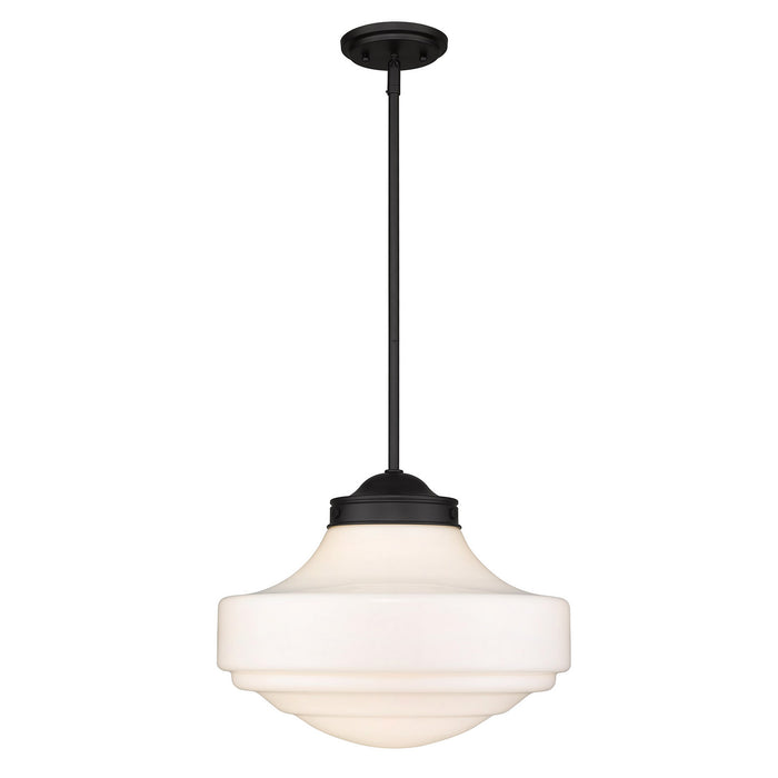 Golden 0508-L BLK-VMG One Light Pendant, Matte Black
