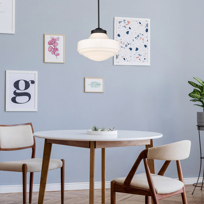 Golden 0508-L BLK-VMG One Light Pendant, Matte Black