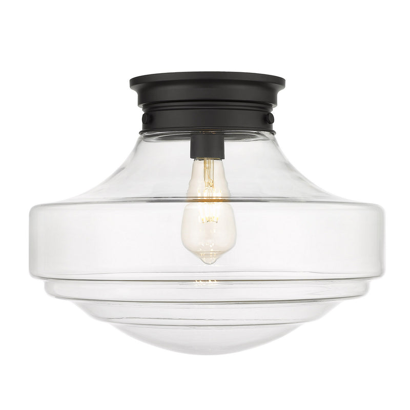 Golden 0508-LSF BLK-CLR One Light Semi-Flush Mount, Matte Black