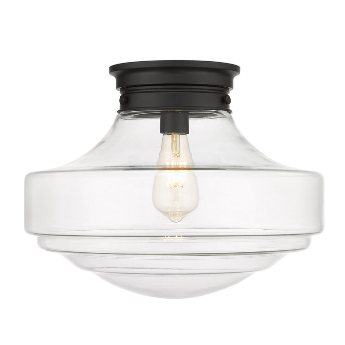 Golden 0508-LSF BLK-CLR One Light Semi-Flush Mount, Matte Black