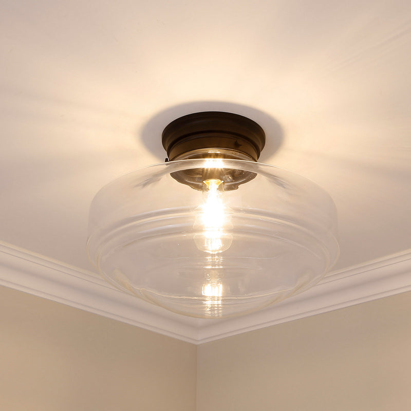 Golden 0508-LSF BLK-CLR One Light Semi-Flush Mount, Matte Black