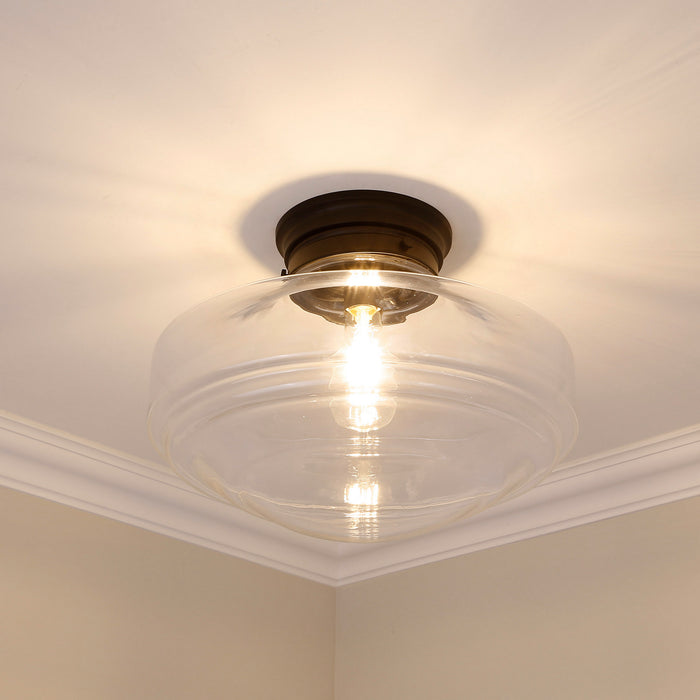 Golden 0508-LSF BLK-CLR One Light Semi-Flush Mount, Matte Black