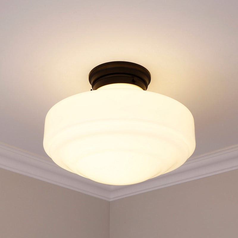 Golden 0508-LSF BLK-VMG One Light Semi-Flush Mount, Matte Black