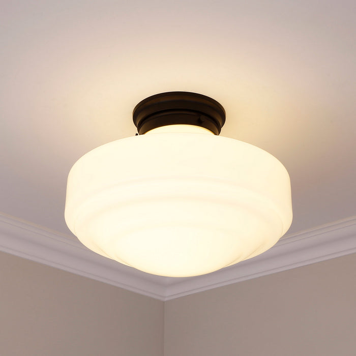 Golden 0508-LSF BLK-VMG One Light Semi-Flush Mount, Matte Black