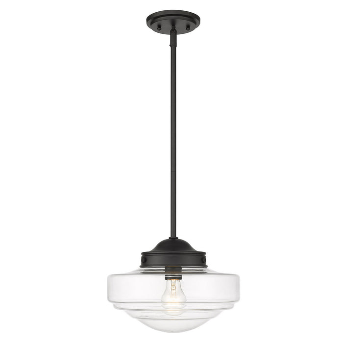 Golden 0508-M BLK-CLR One Light Pendant, Matte Black