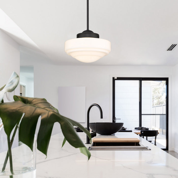 Golden 0508-M BLK-VMG One Light Pendant, Matte Black