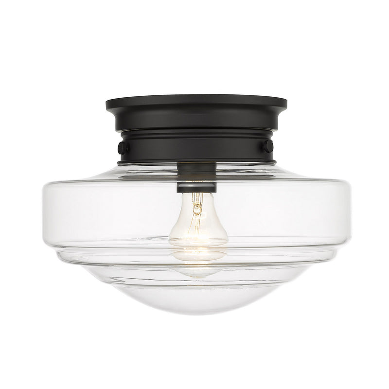 Golden 0508-SF BLK-CLR One Light Semi-Flush Mount, Matte Black