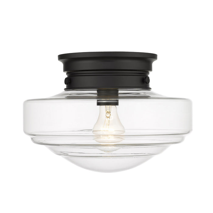 Golden 0508-SF BLK-CLR One Light Semi-Flush Mount, Matte Black