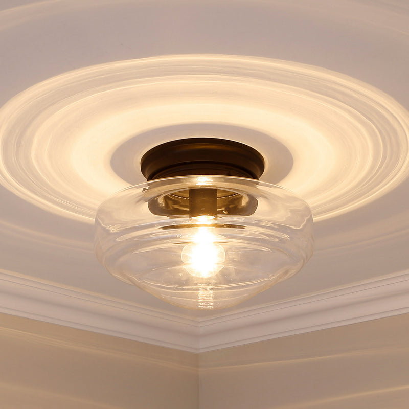 Golden 0508-SF BLK-CLR One Light Semi-Flush Mount, Matte Black