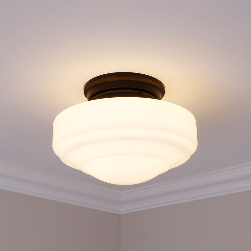 Golden 0508-SF BLK-VMG One Light Semi-Flush Mount, Matte Black