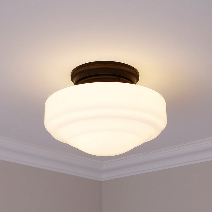 Golden 0508-SF BLK-VMG One Light Semi-Flush Mount, Matte Black