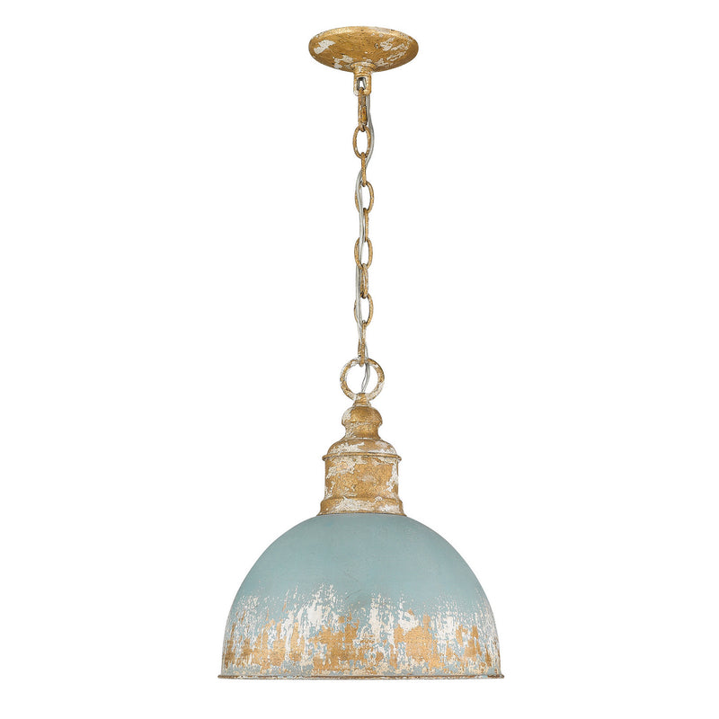 Golden 0809-M VG-TEAL One Light Pendant, Vintage Gold