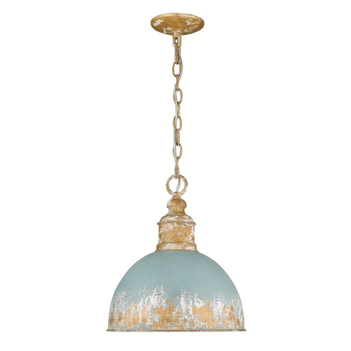 Golden 0809-M VG-TEAL One Light Pendant, Vintage Gold
