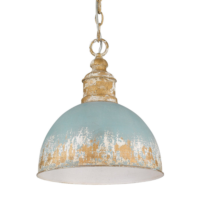 Golden 0809-M VG-TEAL One Light Pendant, Vintage Gold