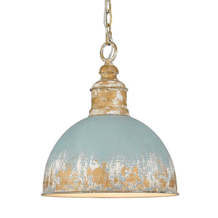 Golden 0809-M VG-TEAL One Light Pendant, Vintage Gold