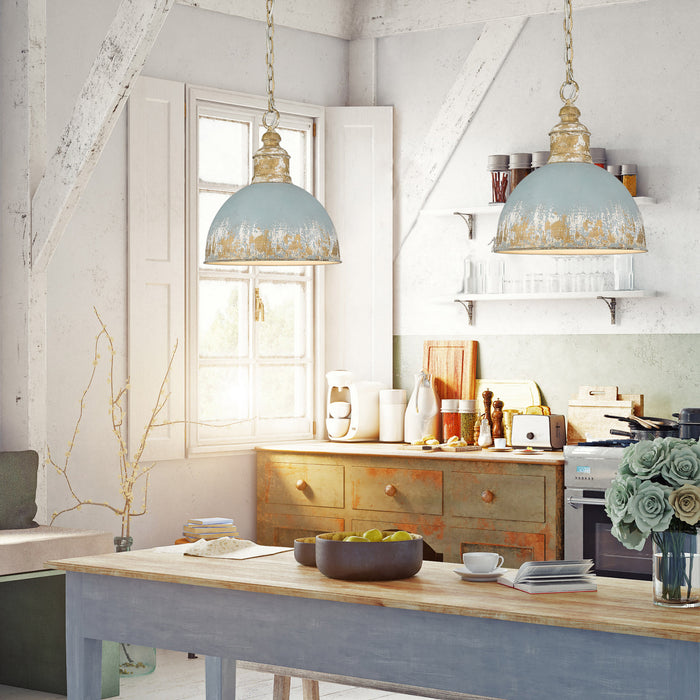 Golden 0809-M VG-TEAL One Light Pendant, Vintage Gold