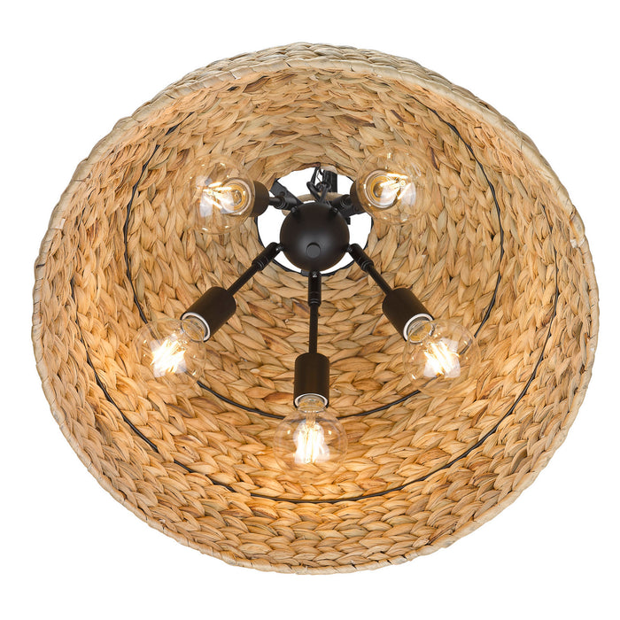 Golden 1081-5P BLK-WSG Five Light Pendant, Matte Black