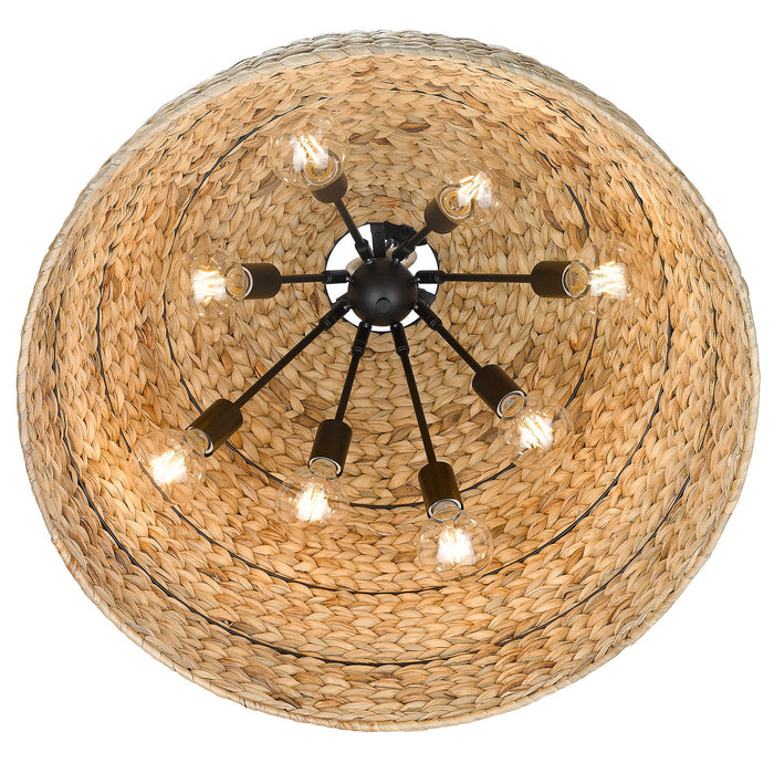 Golden 1081-8P BLK-WSG Eight Light Pendant, Matte Black