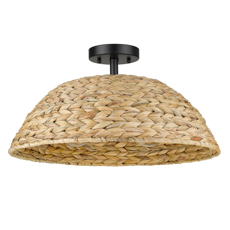 Golden 1081-SF BLK-WSG Three Light Semi-Flush Mount, Matte Black