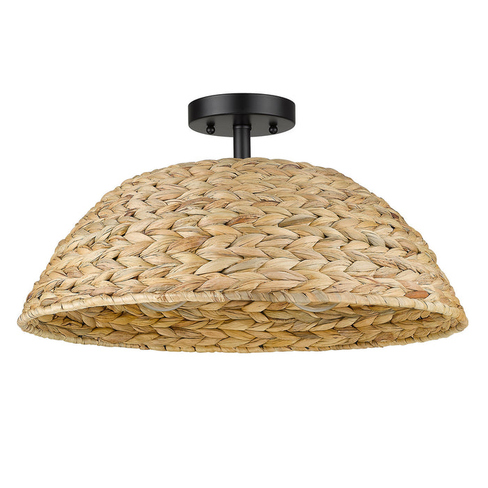 Golden 1081-SF BLK-WSG Three Light Semi-Flush Mount, Matte Black