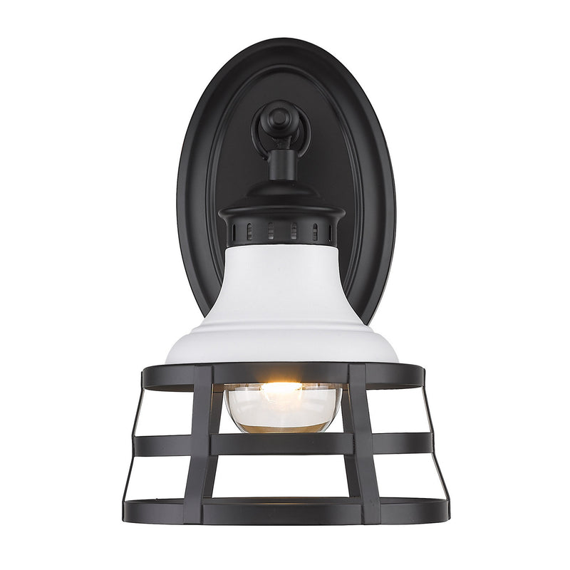 Golden 1109-1W BLK-WHT One Light Wall Sconce, Matte Black