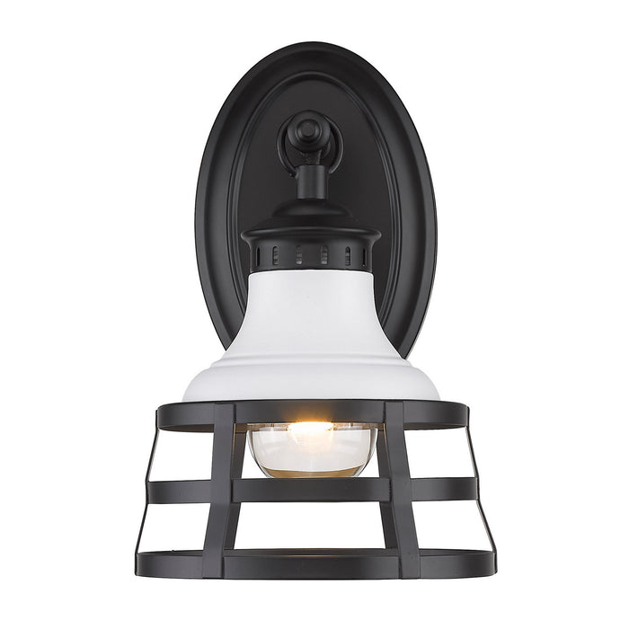 Golden 1109-1W BLK-WHT One Light Wall Sconce, Matte Black