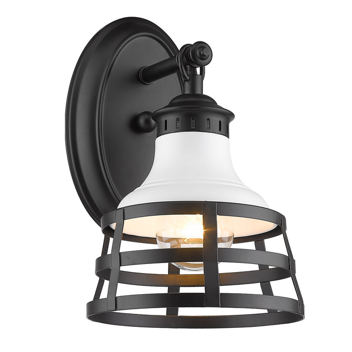 Golden 1109-1W BLK-WHT One Light Wall Sconce, Matte Black