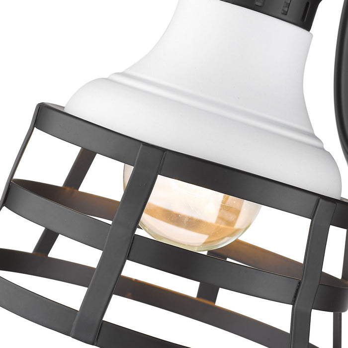 Golden 1109-1W BLK-WHT One Light Wall Sconce, Matte Black