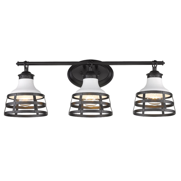 Golden 1109-BA3 BLK-WHT Three Light Bath Vanity, Matte Black
