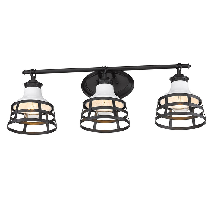 Golden 1109-BA3 BLK-WHT Three Light Bath Vanity, Matte Black