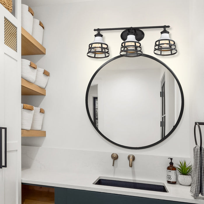 Golden 1109-BA3 BLK-WHT Three Light Bath Vanity, Matte Black