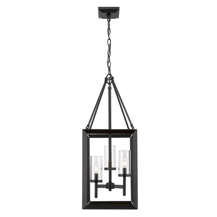 Golden 2073-3P BLK-CLR Three Light Pendant, Matte Black