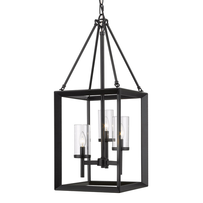 Golden 2073-3P BLK-CLR Three Light Pendant, Matte Black