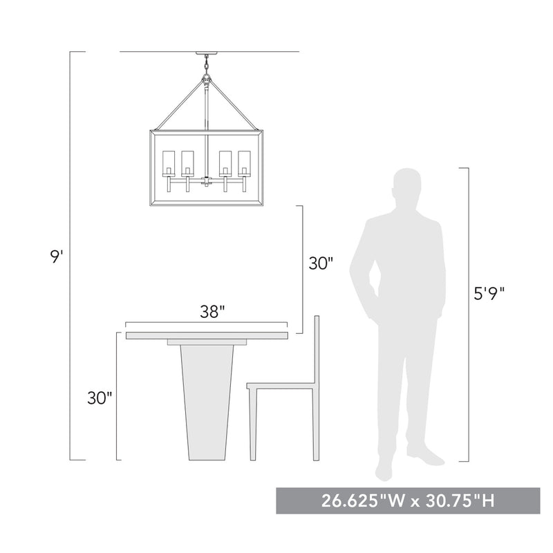 Golden 2073-6 BLK-CLR Six Light Chandelier, Matte Black