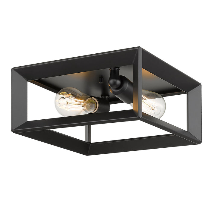 Golden 2073-FM BLK Two Light Flush Mount, Matte Black