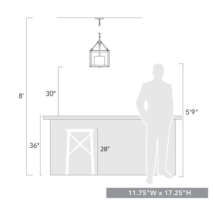 Golden 2073-M3 BLK-CLR Three Light Chandelier, Matte Black