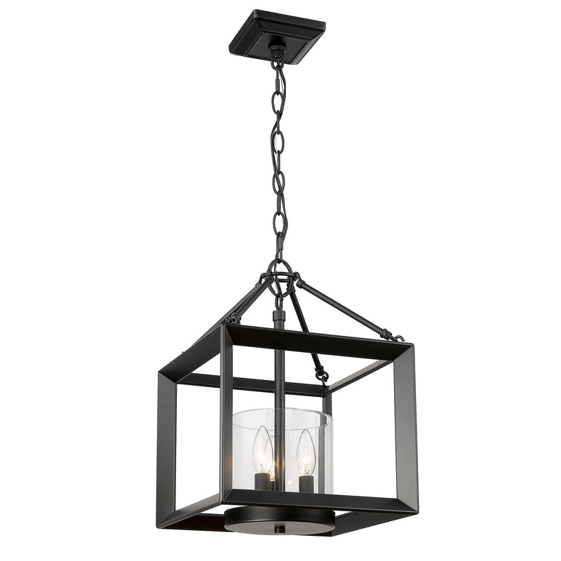 Golden 2073-SF BLK-CLR Three Light Semi-Flush Mount, Matte Black