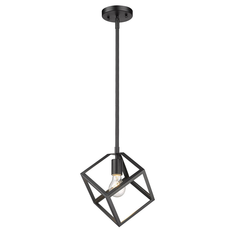 Golden 2086-M1L BLK One Light Mini Pendant, Matte Black