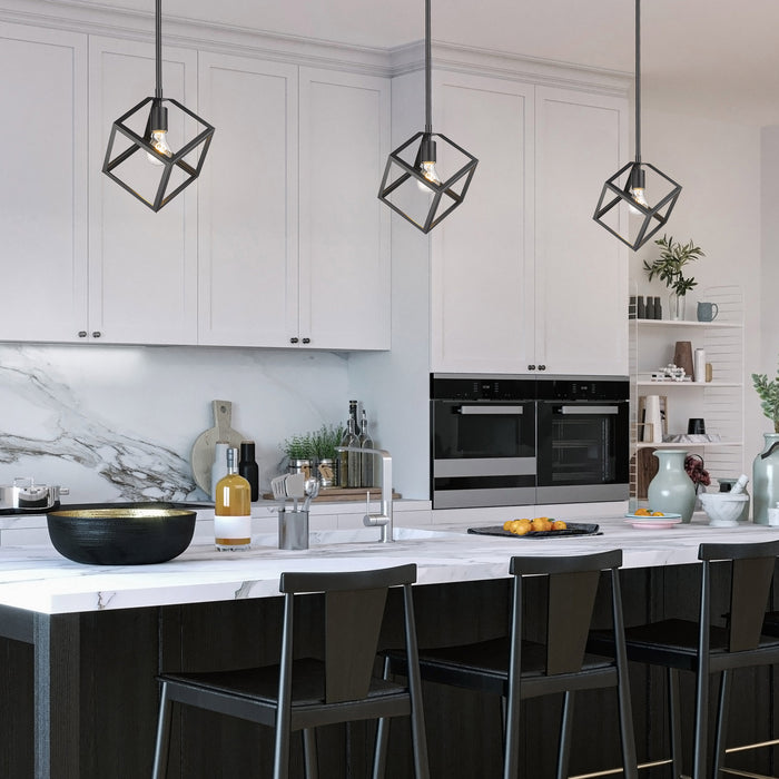 Golden 2086-M1L BLK One Light Mini Pendant, Matte Black