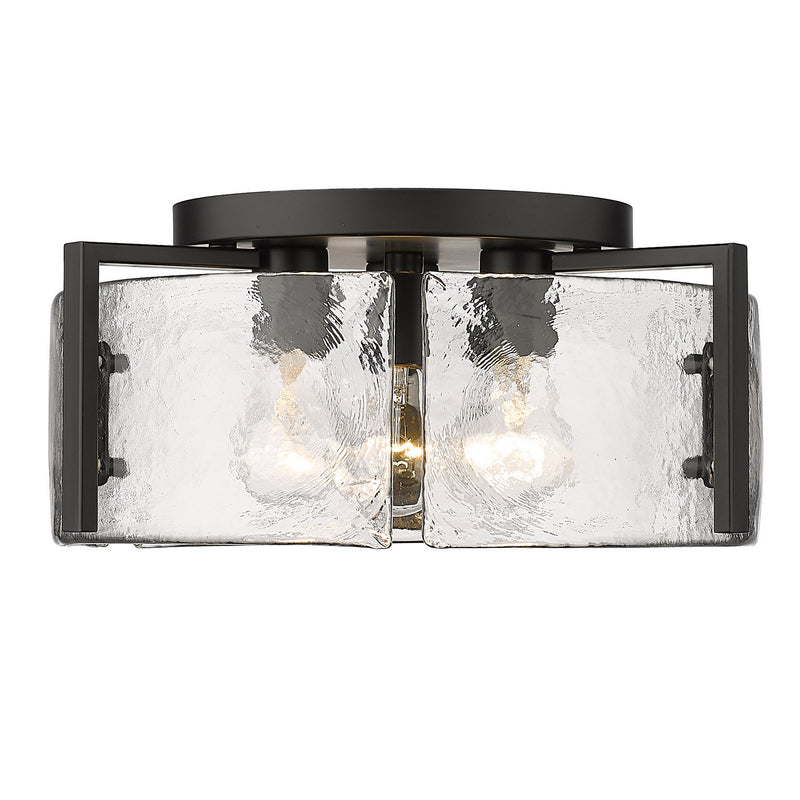 Golden 3164-FM BLK-HWG Three Light Flush Mount, Matte Black