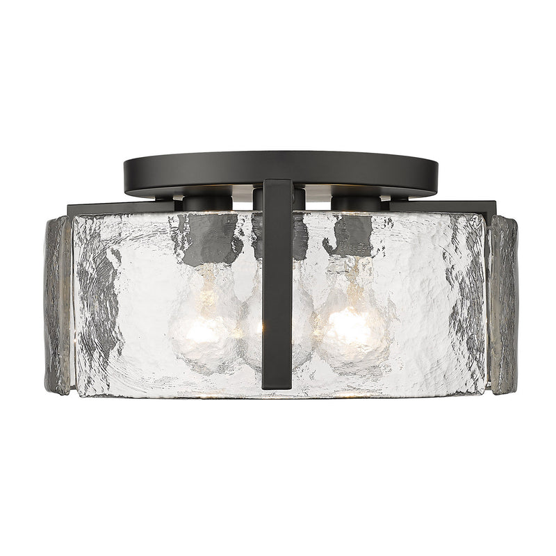 Golden 3164-FM BLK-HWG Three Light Flush Mount, Matte Black