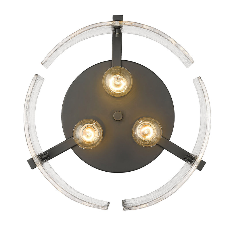 Golden 3164-FM BLK-HWG Three Light Flush Mount, Matte Black