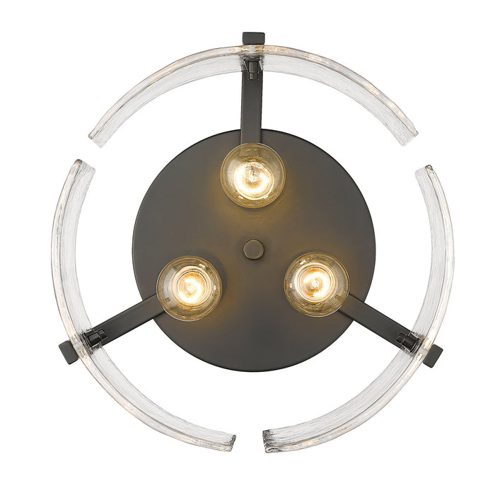 Golden 3164-FM BLK-HWG Three Light Flush Mount, Matte Black
