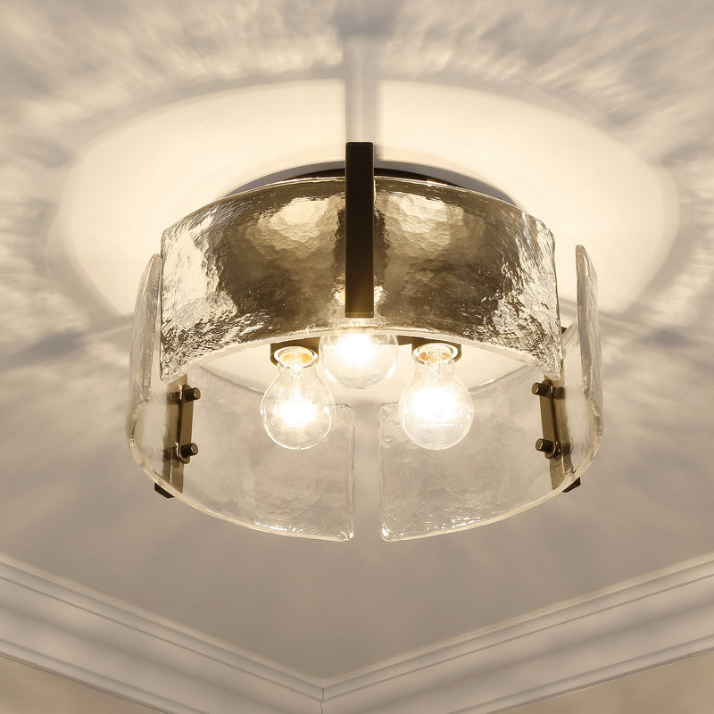 Golden 3164-FM BLK-HWG Three Light Flush Mount, Matte Black