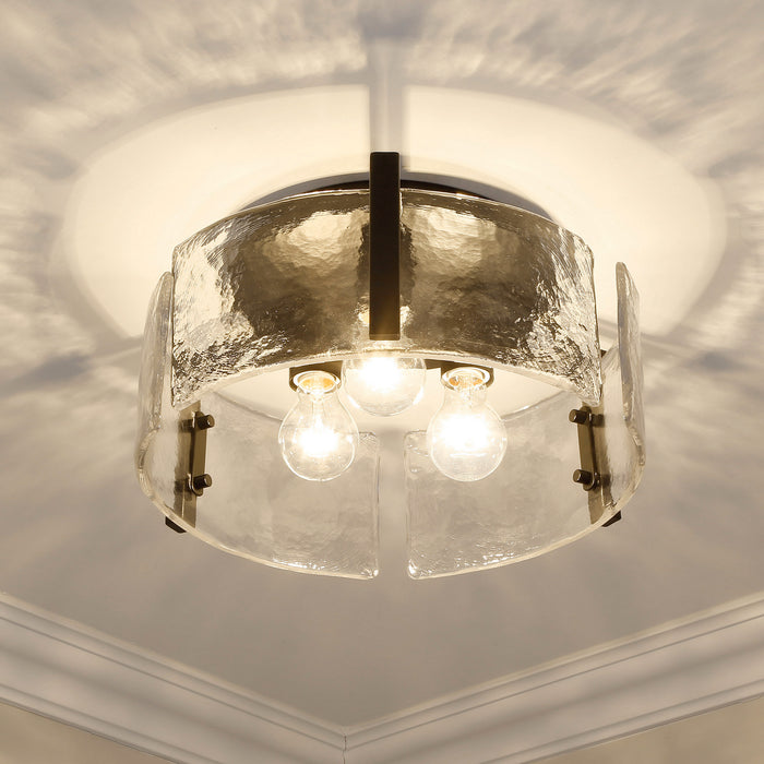 Golden 3164-FM BLK-HWG Three Light Flush Mount, Matte Black