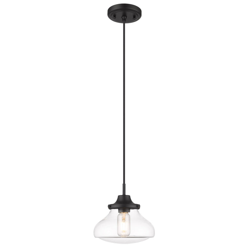 Golden 3419-S BLK-CLR One Light Pendant, Matte Black
